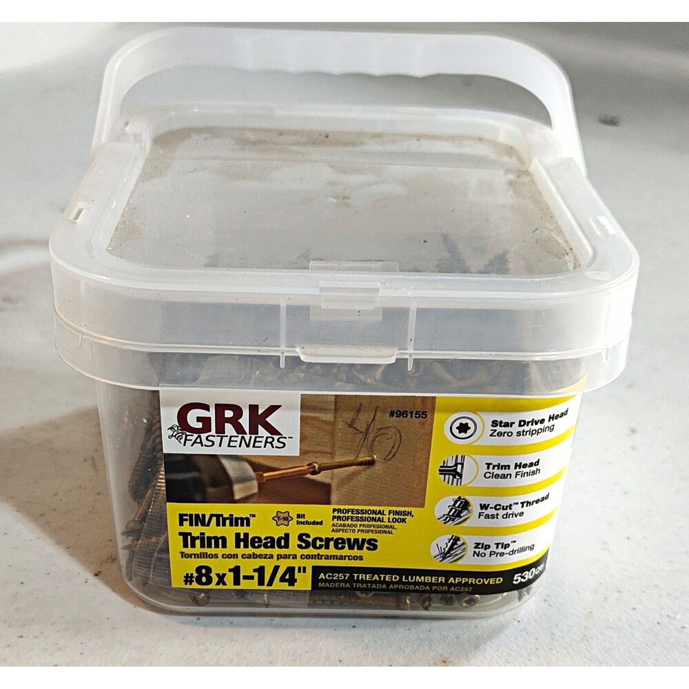 GRK FIN/Trim #8 x 1-1/4 Trim Head Star Drive Screws Climatek, 530qty (1336)